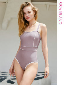 Sisia Womens Speed Suit One-Piece Swimsuit with Chest Pad Backless Summer Slimming Meat Covering High Sensation Big Chest