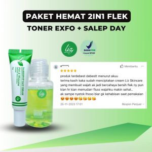 Paket 2in1 Elzet Skincare: Salep Pagi Malam Whitening & Toner Exfoliating