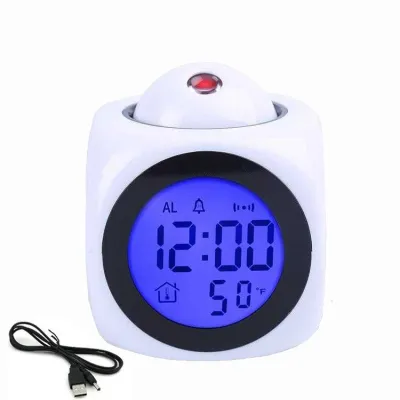 QIUZHISE | New Multi-Functional Projection Clock LED Lamp Projection Alarm Clock Voice Announcing Clock Tabletop Decorative Clock