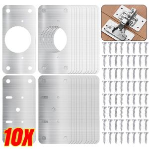 Stainless Steel Hinge Repair Plate Heavy Duty Flat Fixing Brackets Cabinet Door Hinges Mounting Plate With Screw Hardware Tools
