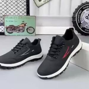 ONLYFOOT Summer breathable work shoes black leather sports shoes mens waterproof wear-resistant dad casual non-slip#916