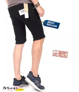 BISA COD Celana Jeans Pendek Polos Pria HITAM/ Celana Jeans Keren Pria / Celana Murah Pria