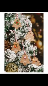 Set 48 Thẻ Tag Giấy In Chữ Merry Christmas Hình Cây Thông - Thẻ Giấy Kraft Kèm Dây Trang Trí Giáng Sinh