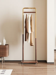 TINGXU | Portable Floor-standing Retro Style Wooden Simple Small Coat Stand