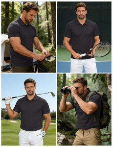 MAGCOMSEN Mens Polo Shirts Short Sleeve Quick Dry Breathable Pique Golf Shirt Tactical Collared Casual Work Shirt