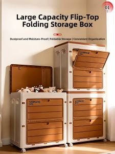 Large Capacity Extra Large Flap Wheeled Foldable Clothing Storage Box