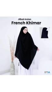 French Khimar Cadar Built In Flexible Jilbab Instan Hitam Pekat Hijab Muslimah Elegan
