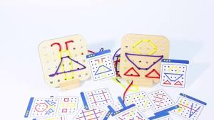 Wooden Montessori Teaching Aid Geometry Rope Threading Games Childrens Early Education Thinking Training Board Educational Toys