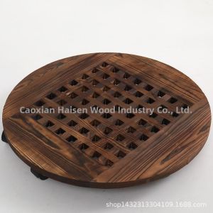 Mobile Flower Pot Tray with Universal Wheels Rectangular And round Carbonized Anti-corrosion Wood Real Wood with Wheels Base