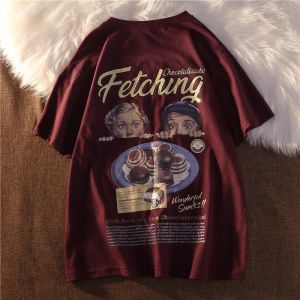 American Retro High Street Short-sleeved T-shirt Womens Loose Korean Style Street Style Top