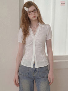 KBVVR | Lace V-Neck Short Sleeve Slim Fit Shaping Shirt