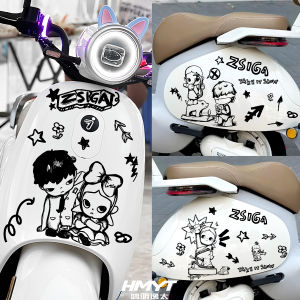 Miếng Dán Trang Trí Sáng Tạo Cho Xe Máy Điện Hình Hoạt Hình Miếng Dán Che Dấu Vết Miếng Dán Chống Trượt Miếng Dán Thân Xe