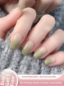 MONLEYTA | Wearable Manicure Nail Patches Summer New Style Short Length Ice Transparent Color French Style Finished Product Nail Art