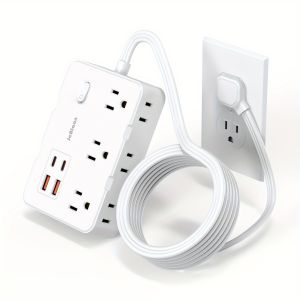 Dải Nguồn Bảo Vệ Chống Sét 10 TRONG 1 Với 6 Ổ Cắm 4 Cổng USB Dây Nối Dài 5ft Cho Văn Phòng Tại Nhà Phòng Du Lịch Trường Học