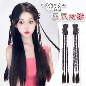 MONLEYTA | Long Twisted Braid Fake Hair for Women Realistic Hot Girl Spicy Braided Pigtails Trendy Knotted Hair Extensions Manlieta Brand