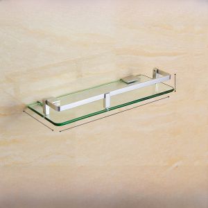 Space Aluminum Glass Shelf Bathroom Single Layer Wall Mounted Mirror Frontal Storage Rack Washroom Vanity Countertop Organizer