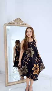 Daster Yukensi Juwita Motif Lukis Warna Batik Sakura Pekalongan Baju Dress Piyama Rayon Panjang Wanita Dewasa Remaja Abg Busui Bumil