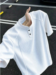 ZHUOCAN | Henley Collar Stitched Design Polo Shirt