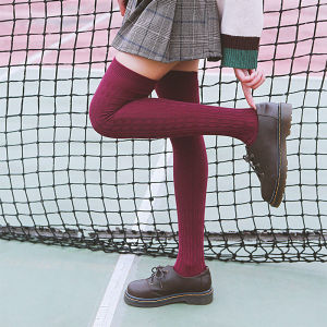 ถุงเท้ายาวสำหรับผู้หญิงถุงเท้าสีดำยาวถึงต้นขายาวถึงเข่าถุงน่องผู้หญิงสำหรับผู้ใหญ่ถุงเท้าถุงน่องสีดำสีเทาสีขาวสีแดงเข้มจำนวน1คู่