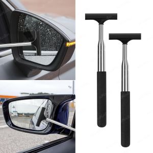 Car Rearview Mirror Wiper Cleaning Tool Auto Glass Mist Cleaner Scraper Car Accessories Handle Telescopic Window Cleaning Brush