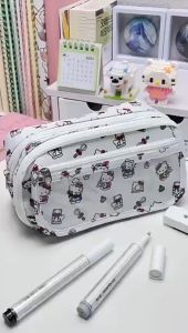 (Local Stock) Capybara Pochacco Haikyuu Loopy Black Cat Labubu Crayon Shin-Chan Pencil Case Capibara Pencil box Large-Capacity Pencil Case Large Capacity Stationary Box Multifunctional Canvas Stationery Bag