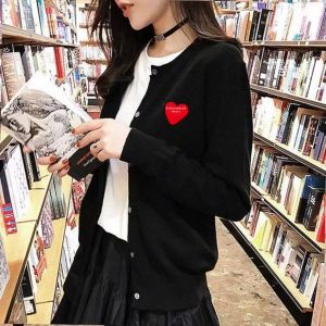 HUOLISI | Stylish Red Heart Cardigan Knit Sweater Short Length Loose Fit Lightweight