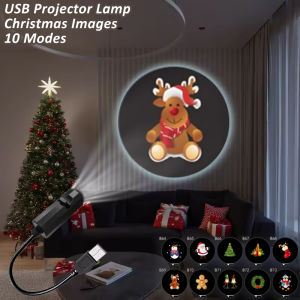 10 Modes Christmas LED Projector Lights USB 5V USB Night Light Ambiance Decor Switchable Pattern Santa Claus Snowman Projection