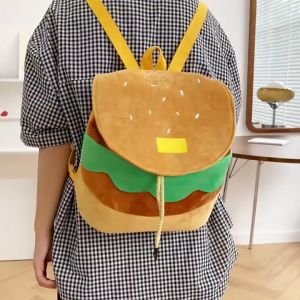 Ba Lô Gấu Bông Hình Hamburger Dây Rút Dễ Thương Có 2 size