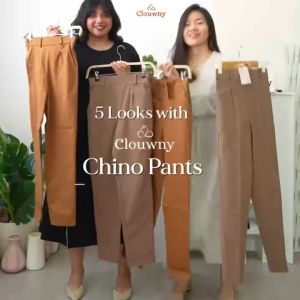 CLOUWNY - Chino Pants Celana Kantor Casual Katun Import Karet Office Casual Skinny Fit Body