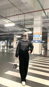 DISYAK - Celana Cargo Longgar Highwaist Jeans Non-Stretch Hitam 110-210