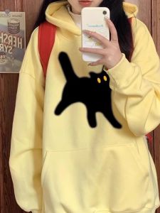 American Retro Oversize Hoodie Womens Loose Design Sense Niche Couple Jacket Cotton Inner Lining Long Sleeve Printed Sweatshirt