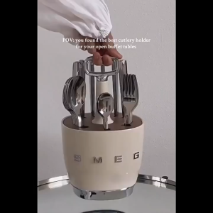 SMEG Cream Style Kitchen Stainless Steel Tableware Dinnerware Set Kitchen Storage Rack fork and spoon storage