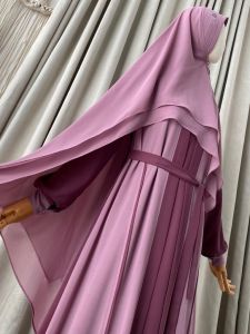 Ameena gamis abaya set khimar ceruti baby doll full puring