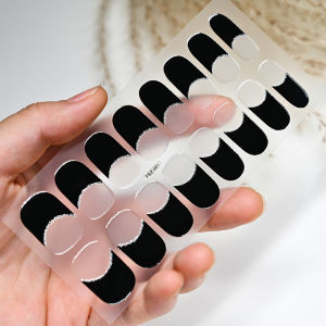 16Tips/Sheet French UV Semi-Cured Gel Nail Wraps Long Lasting Full Cover White Tip Sticker Waterproof LED Lamp Gel Nails Decals
