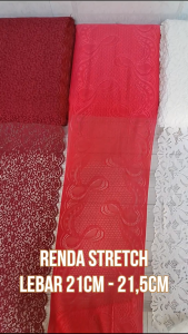 (Per Meter) RDS21 Renda Stretch / Renda Elastis / Renda Karet Lebar 21Cm - 215Cm