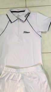 SV003 - Set váy golf Titleist xếp ly 2 túi sau 2 lớp áo cộc cổ trụ dây kéo thể thao tập gym yoga nữ vải thun 4 chiều co giãn tốt