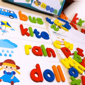 JoyToy Alat Peraga Pendidikan Huruf dan Angka untuk Anak Mainan Edukasi Kayu Dua dalam Satu untuk Menyusun Kata dan Angka