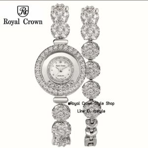 นาฬิกาผู้หญิง Royal Crown ( แท้100%) นาฬิกาประดับเพชรรุ่นสายยาวสองรอบใส่แทนสร้อยข้อมือหน้าปัดมุกสวยหรูระบบถ่านกันน้ำจัดส่งพร้อมกล่องครบมีบัตรับประกัน1ปี