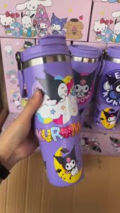 🔥900ml Kartun Tumbler Pemegang Tahan Sejuk Termos 304 SUS Cartoon Tumbler With Straw Thermos Insulated Vacuum Tumbler