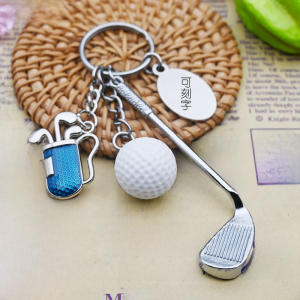 Mini Golf Ball Bag Keychain Golf Club Zinc Alloy Creative Gift Keychain round Shape Engraved Personalized Festive Supplies