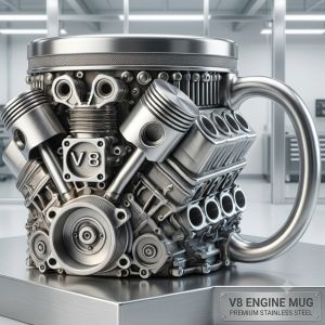 XMSJ | V8/V6 Engine Stainless Steel Cup 3D Piston Coffee Mug Barbecue Beer Stein Tea Cups Creative Mechanic Gifts For Car Lovers Men