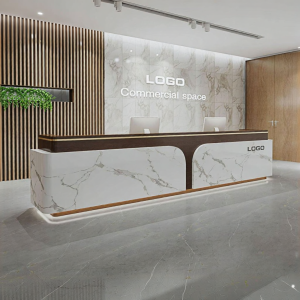 Stainless Steel Frame Rock Panel Reception Desk