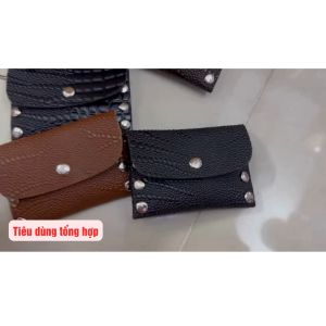 Ví móc chìa khóa da mini móc khóa ví da ví chìa khóa đa năng đựng dây cột tóc thẻ giữ xe thẻ ATM...