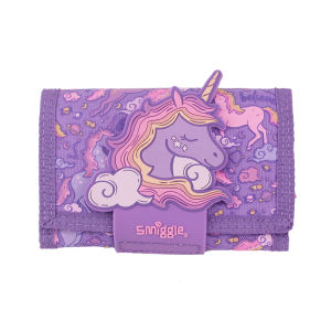 Australia smiggle  childrens wallet cute girs kawaii card three fold bags holder Purple white cloud unicorn 5 inches