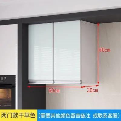 Solid Wood Wall Mounted Kitchen Cabinet Living Room Balcony Storage Wardrobe Top Cabinet European Style 2 Door Furniture