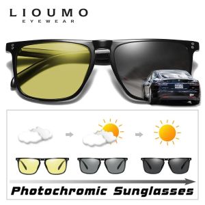 Brand Square Photochromic Polarized Sunglasses Men Women Night Vision Glasses For Driving Trendy Shades Chameleon Eyewear