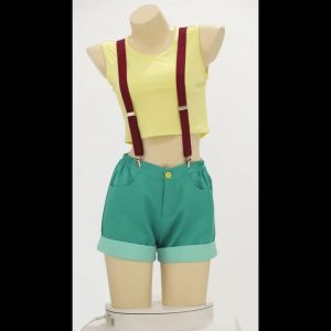 Nữ Anime Misty Trang Phục Hóa Trang Bộ Gợi Cảm Crop Top Sling Quần Short Bộ Trang Phục Cho Halloween Carnival Comic Con Dạo Phố