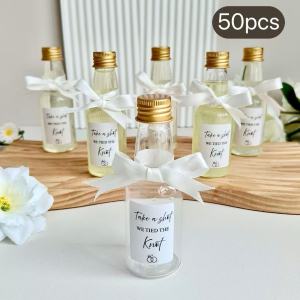 50pcs Decorative Bottles Mini Liquor Bottles 2.04oz Clear Plastic Bottles for Party Favors Wedding Gifts and Home Decor