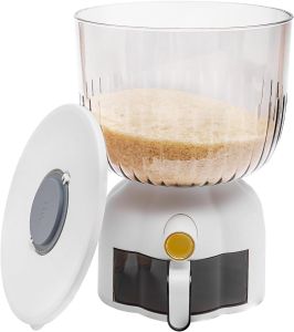 Transparent Visible Rice Storage Dispenser Press Rice Bucket with Lid Moistureproof Insectproof Rice Storage Container 5kg 10kg 25kg Large Food Storage Box Grain Container Automatic Scale Kitchen Rice Bucket 【Free Adapters 】