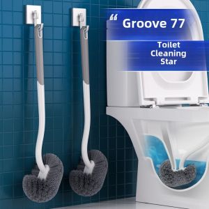 Long Handle Toilet Brush Household No Dead Angle Cleaning Bathroom Durable Nylon Head Wall Mounted Toilet Cleaner